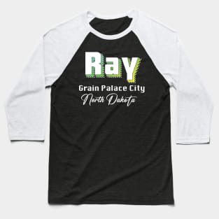 Ray North Dakota Yellow Text Baseball T-Shirt